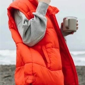 Women's Orange Puffer Vest